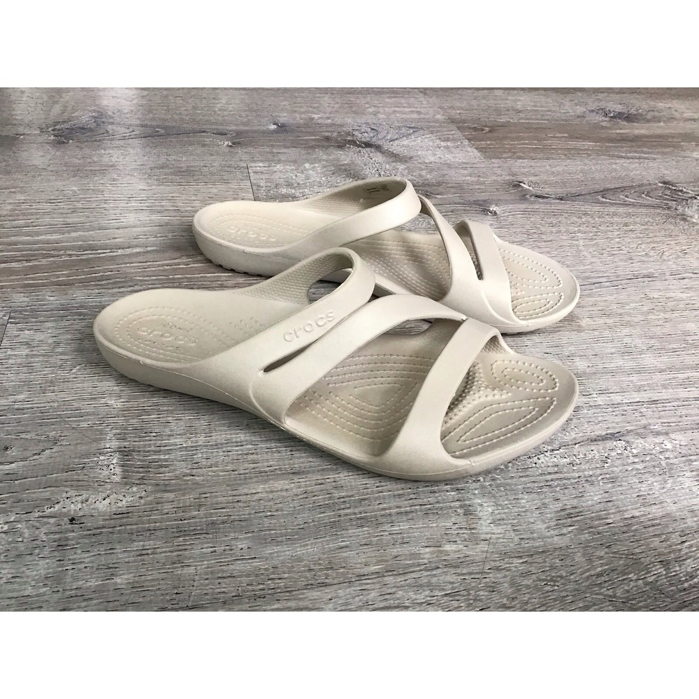 Crocs Kadee II Strappy Sandals Womens 10 Taupe Comfort Slip On Slides #206756